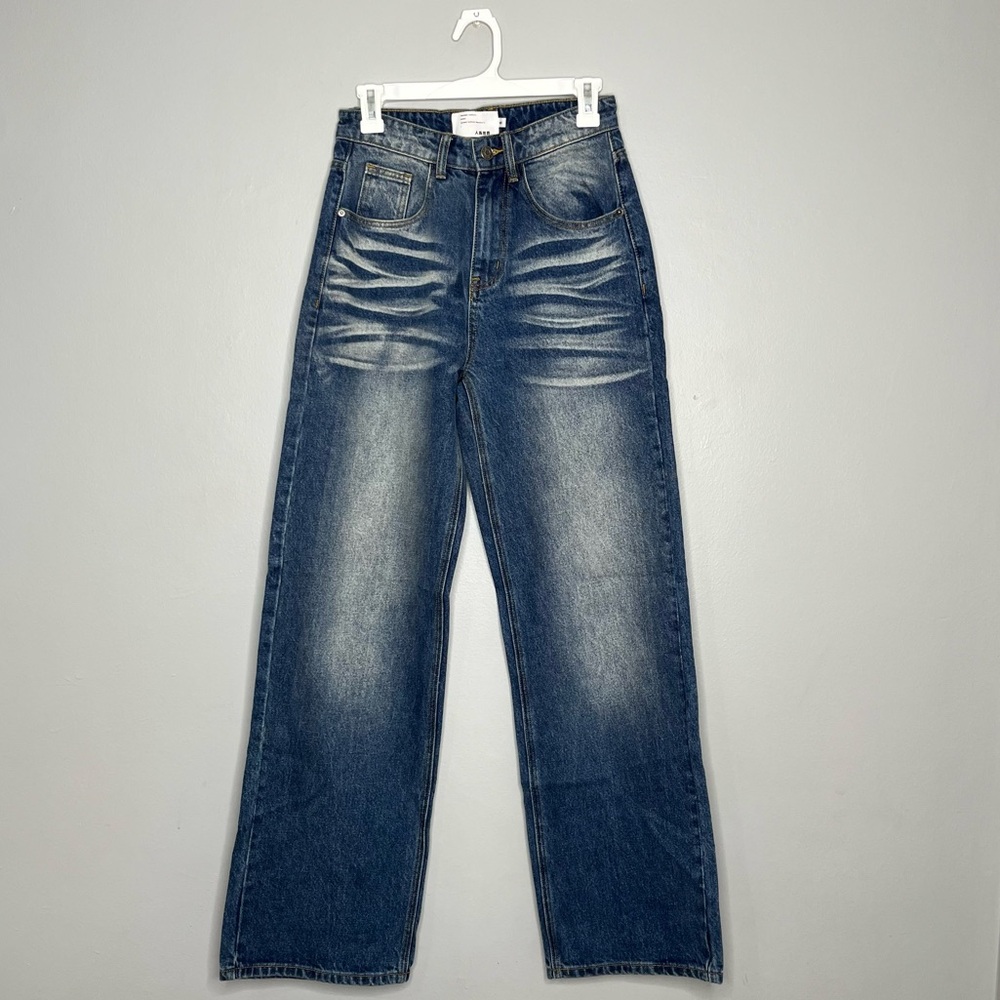 Projectisr Streetwear Artificial World Barrel Baggy Crinkled Wash Denim Jeans FF
